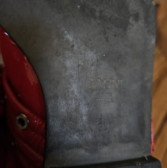 Ganni Chunky Buckle Ballerina Racing Red Slingback Flats / Sandals - Picture 11 of 13